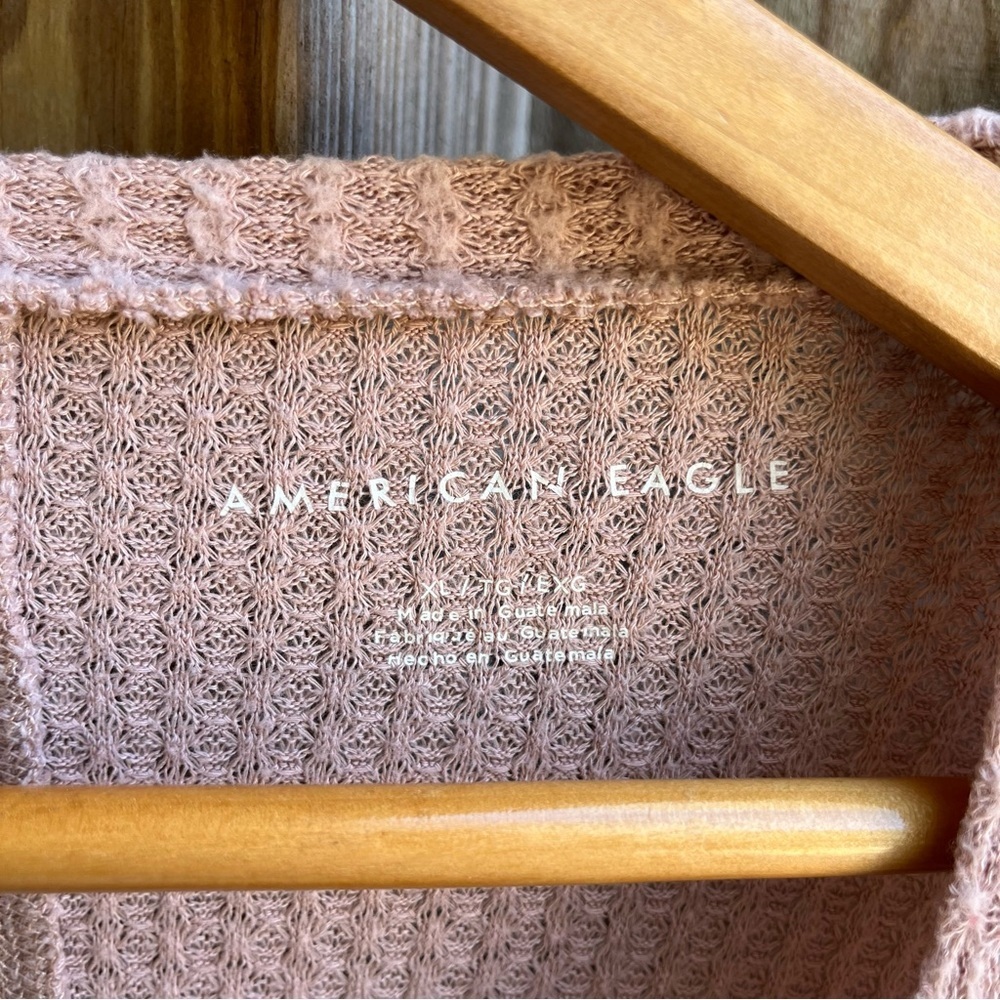 American Eagle Outfitters Pink/Tan Waffle Knit Long Sleeve - Picture 2 of 3